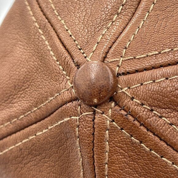 The Territory Ahead All Leather Brown Strapback Baseball Cap Hat Adjustable OSFM - Picture 12 of 15